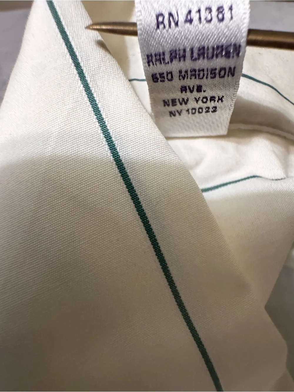 Ralph Lauren Purple Label Men's XL Green Stripe Dress Shirt Made in Italy Cotton